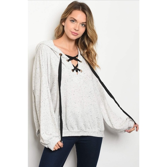 Oversized Lace-Up Hoodie - Picture 3 of 3